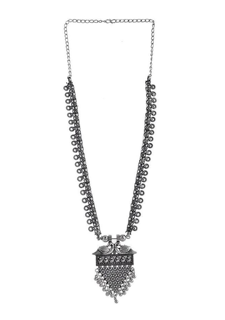 Silver Plated Oxidised Spring Chain Necklace