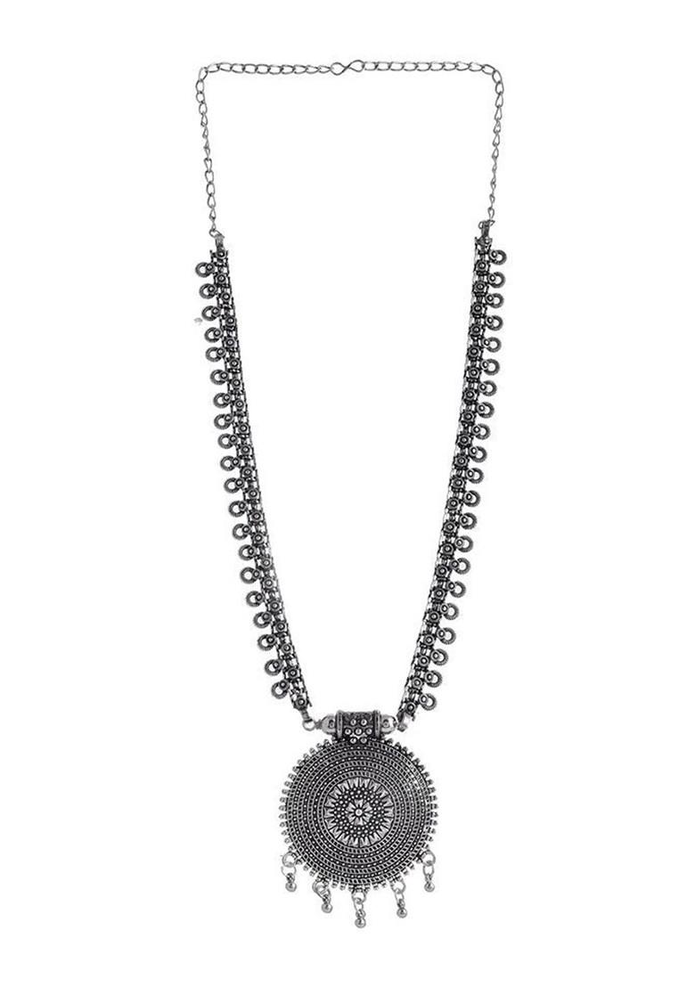 Silver Plated Oxidised Statement Necklace