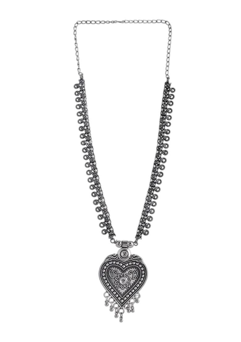 Silver Plated Oxidised Necklace