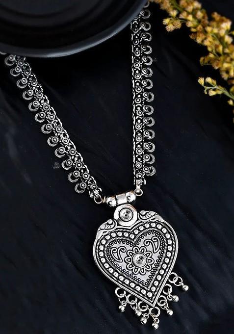 Silver Plated Oxidised Necklace