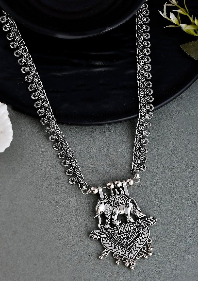 Silver Plated Oxidized Necklace