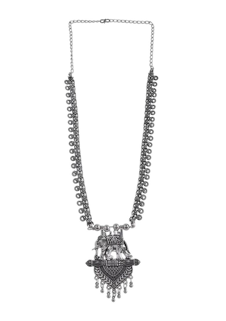 Silver Plated Oxidized Necklace