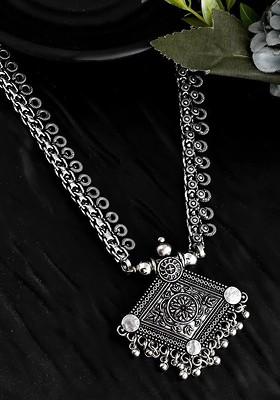 Silver Plated Oxidized Necklace
