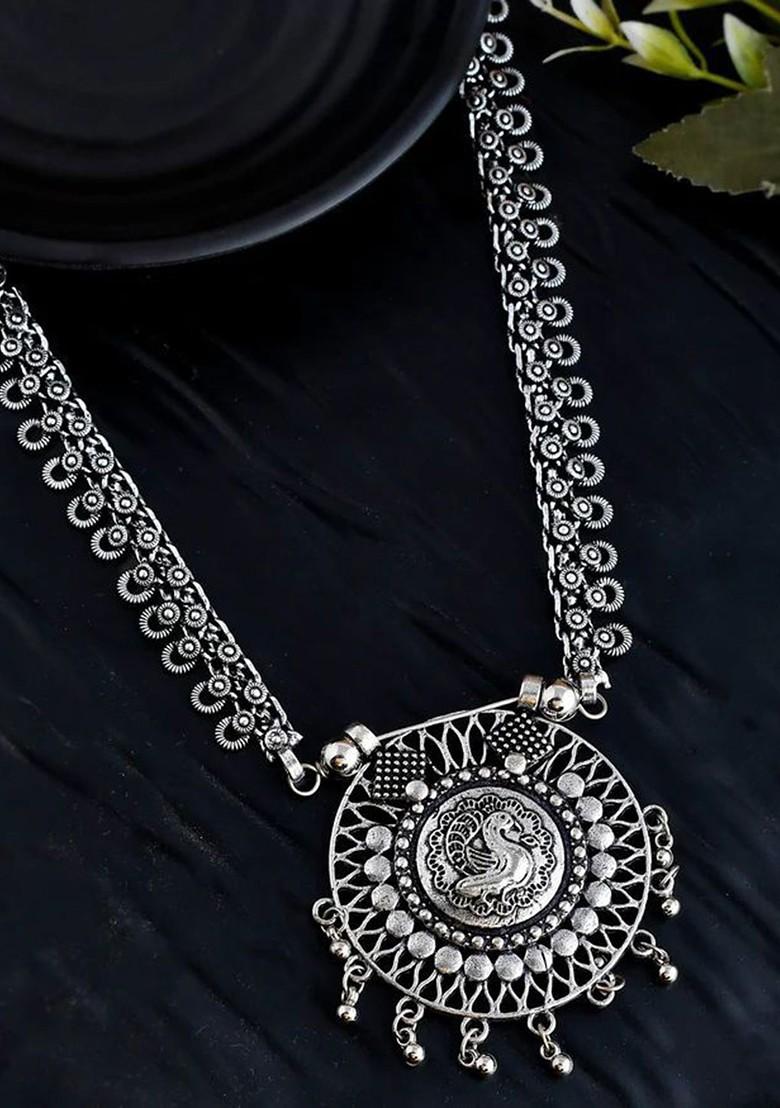 Silver Plated Oxidised Necklace