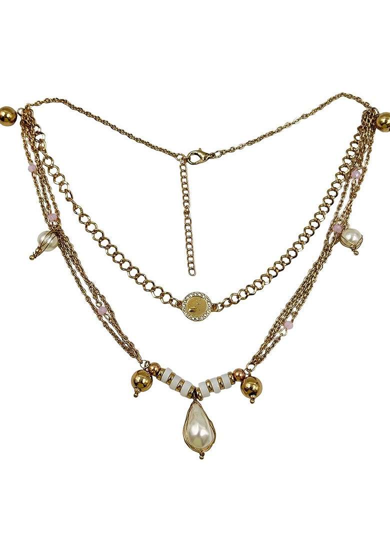 Brass Gold Plated Layered Necklace - Indya