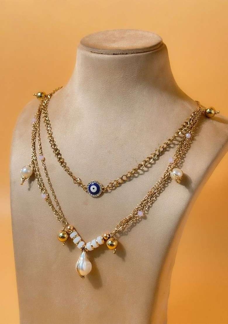 Brass Gold Plated Layered Necklace - Indya