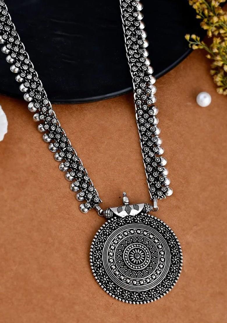 Silver Plated Oxidized Necklace