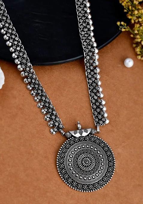 Silver Plated Oxidized Necklace