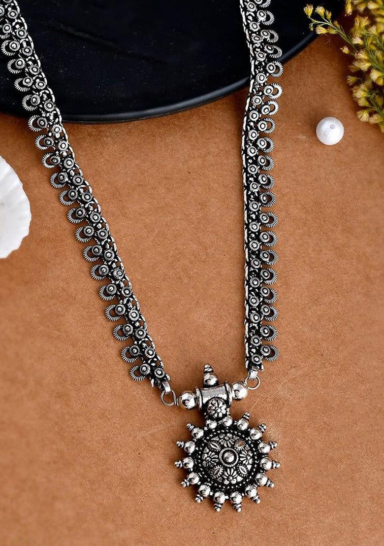 Silver Plated Oxidised Necklace
