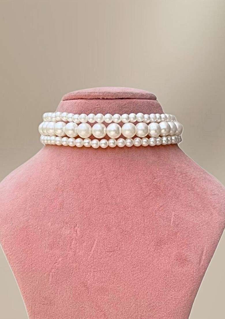 Silver Silver Plated Pearls Beaded Necklace - Indya