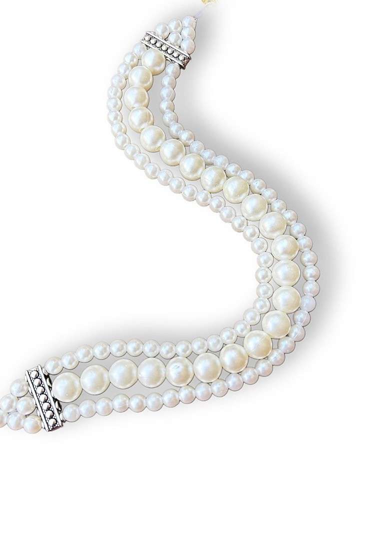 Silver Silver Plated Pearls Beaded Necklace - Indya