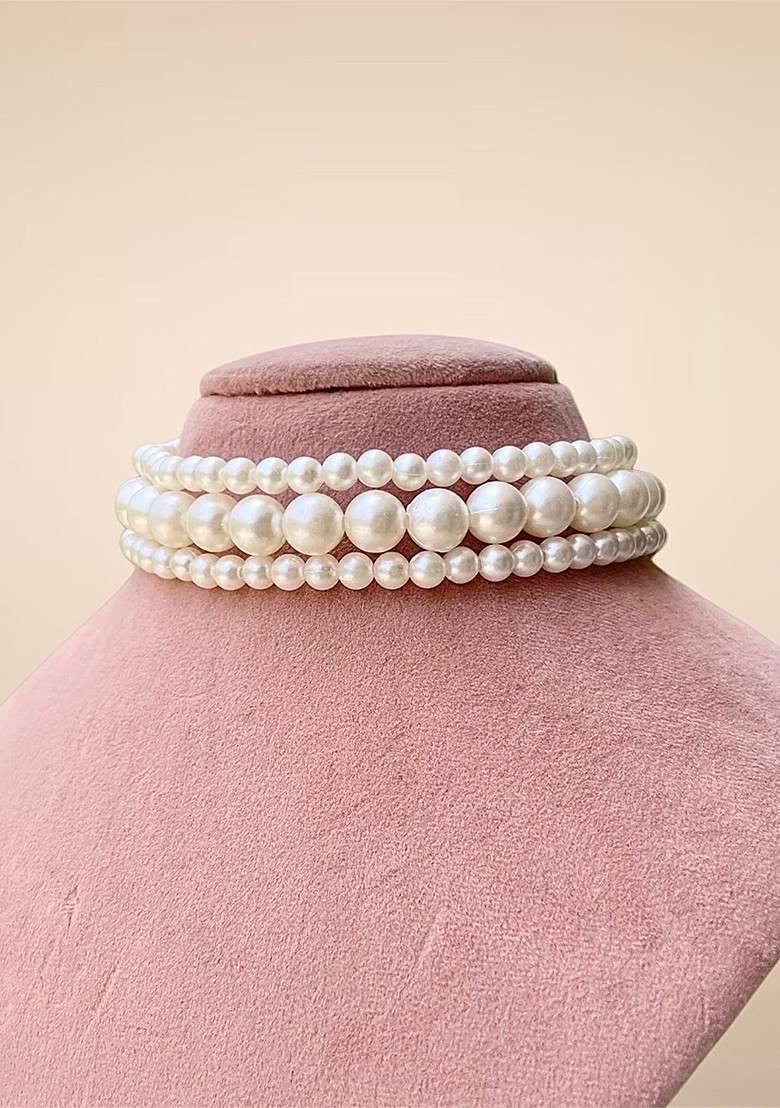 Silver Silver Plated Pearls Beaded Necklace - Indya