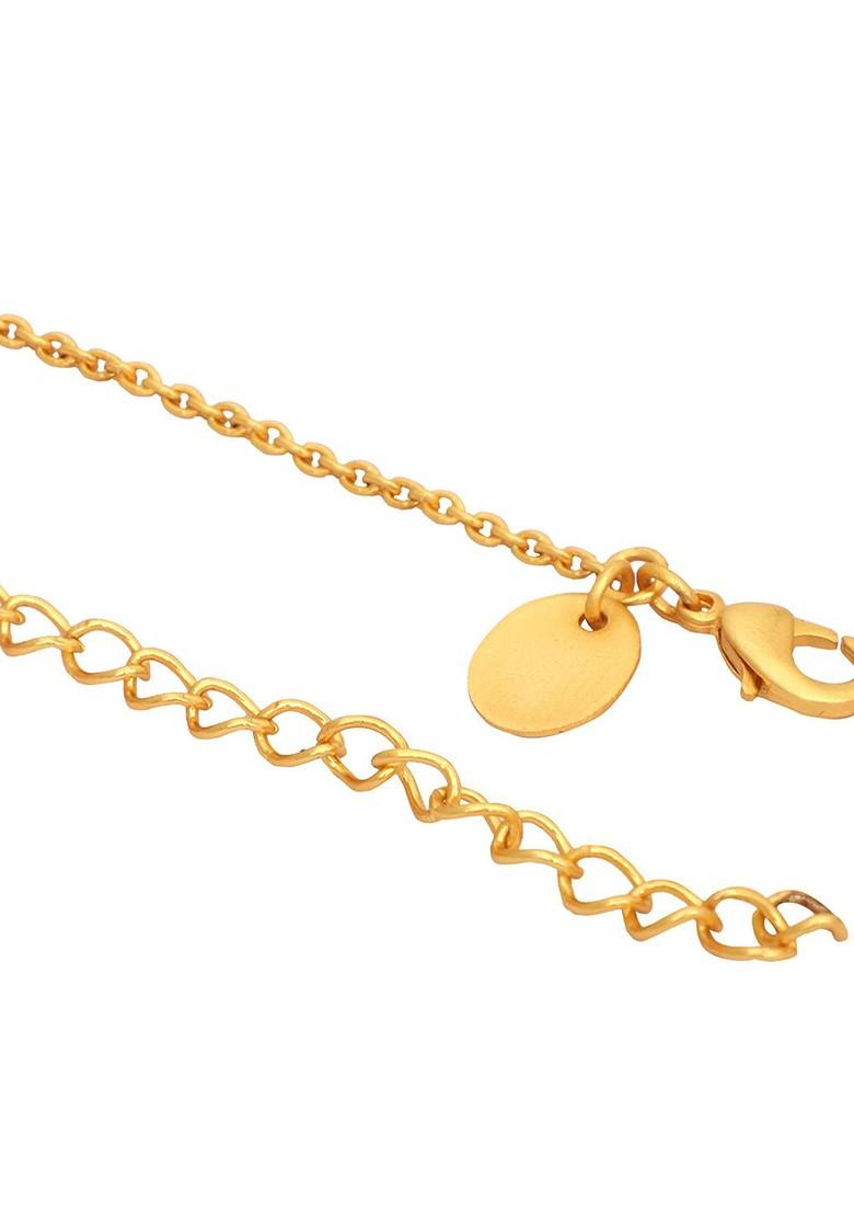 18K Gold Plated Crystal Studded Minimal Chain Pendant Necklace - Indya