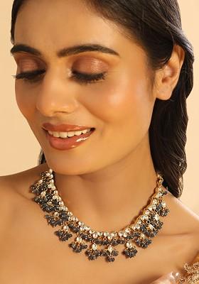 Azure Dusk 22K Gold Plated Kundan Studded And Artificial Beaded Necklace
