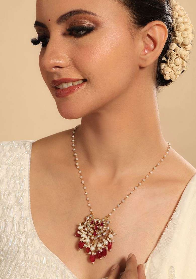 22K Gold Plated Kundan Studded Statement Necklace - Indya