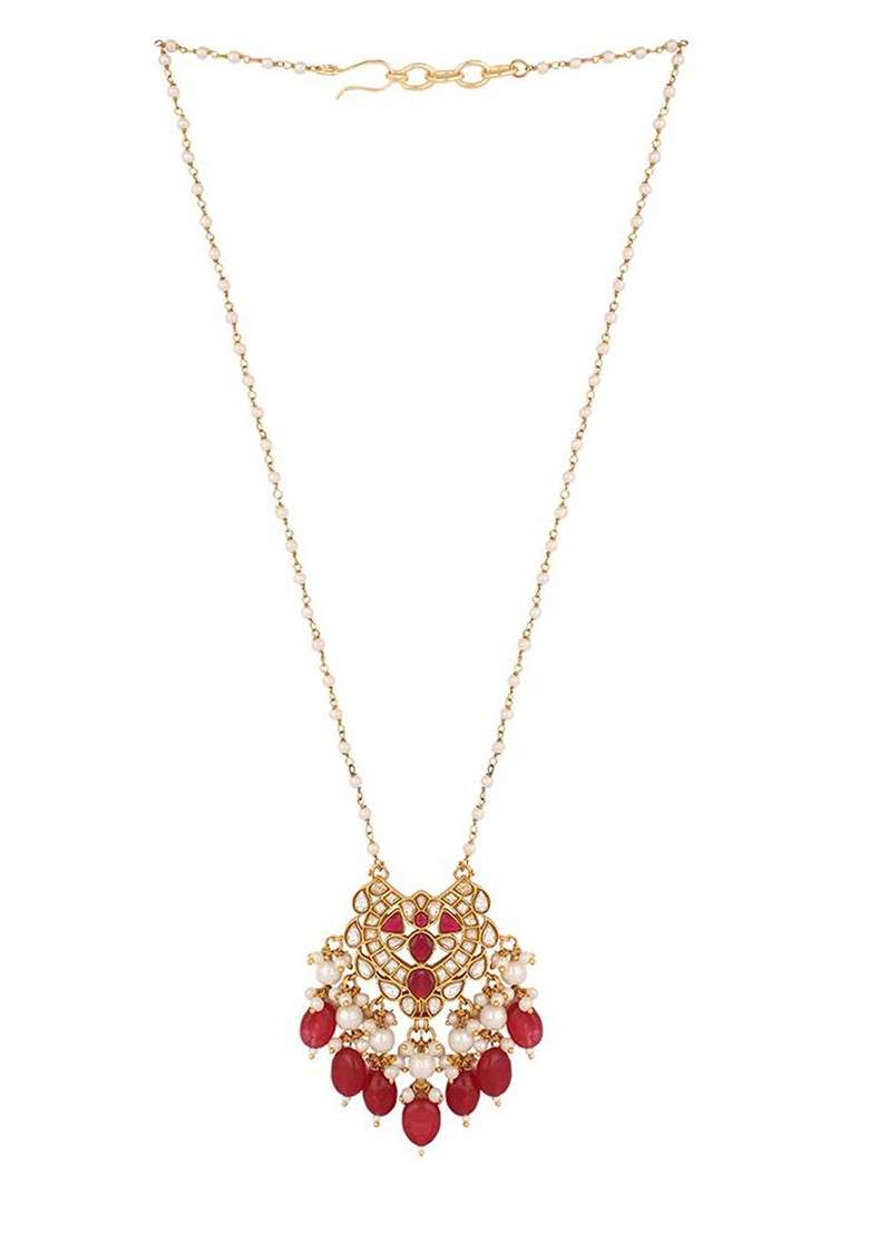22K Gold Plated Kundan Studded Statement Necklace - Indya