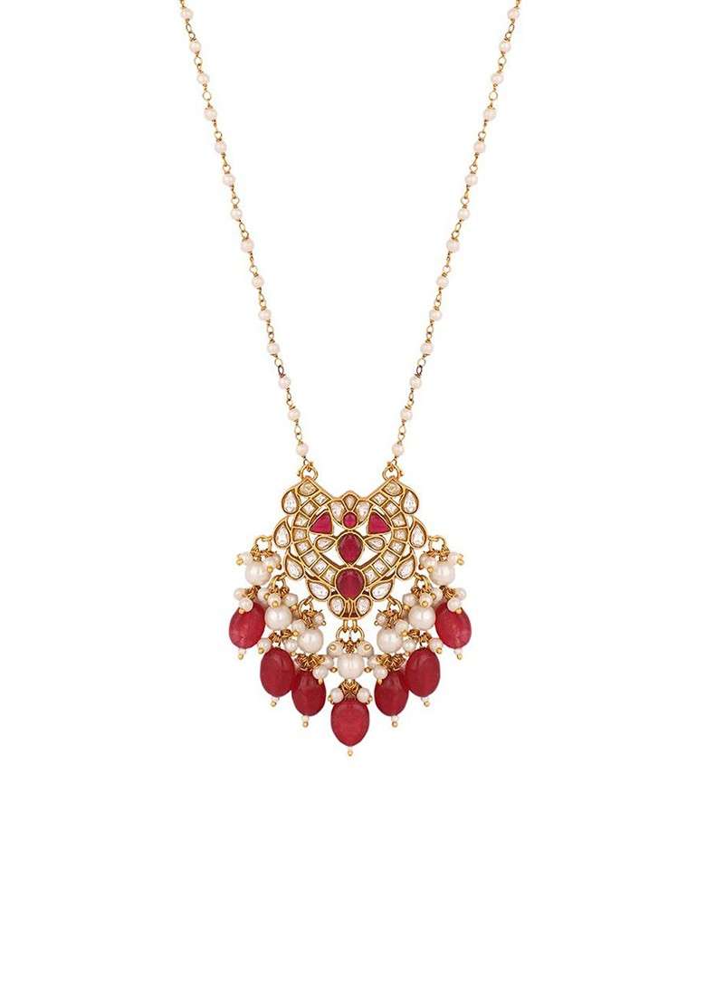 22K Gold Plated Kundan Studded Statement Necklace - Indya