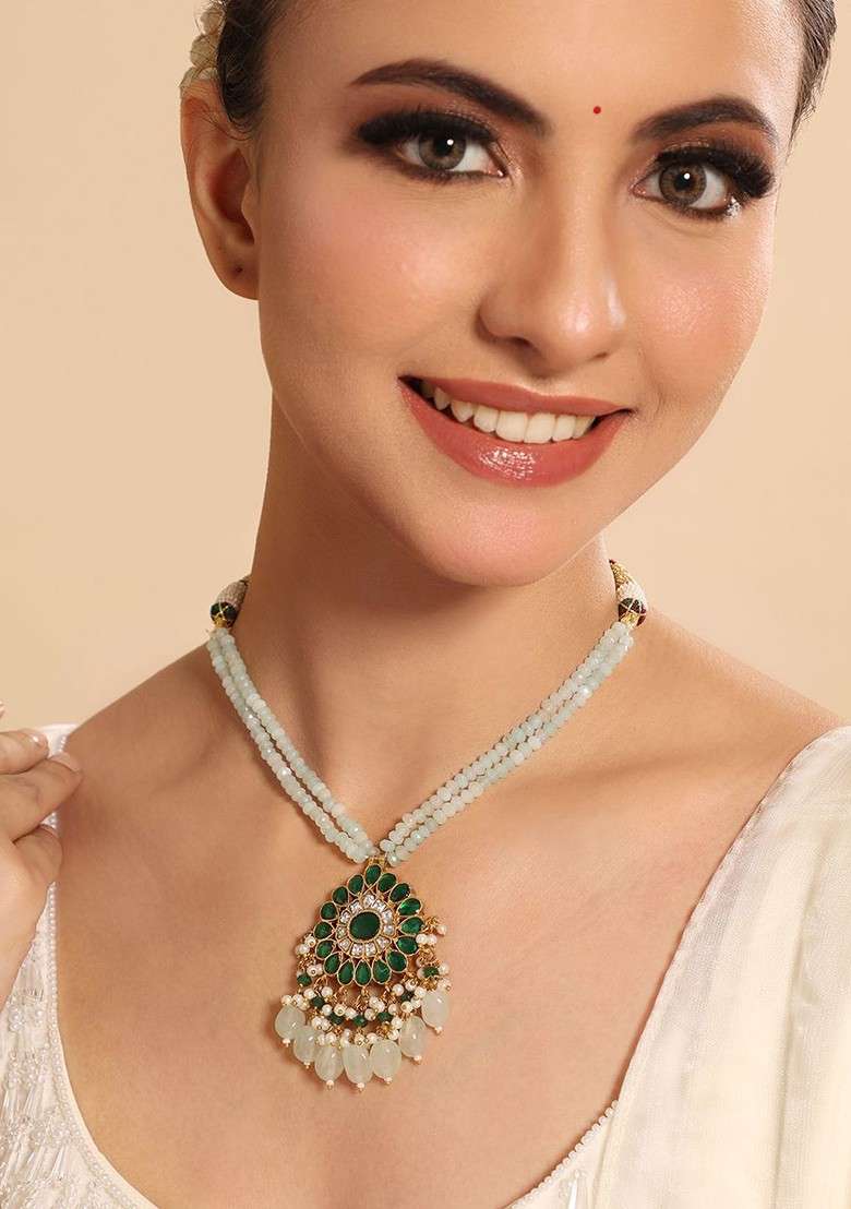 22K Gold Plated Kundan Studded Statement Necklace - Indya
