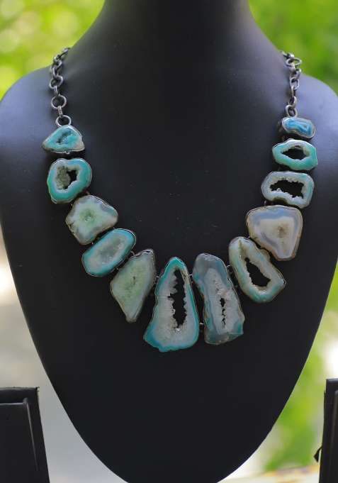 Multi Silk Mirror Work Necklace