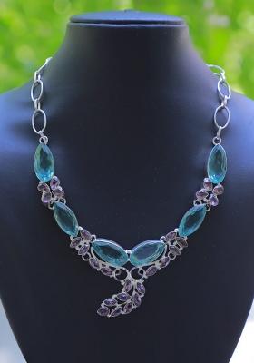 Multi Satin Mirror Work Necklace