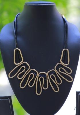 Green Leather Mirror Work Necklace