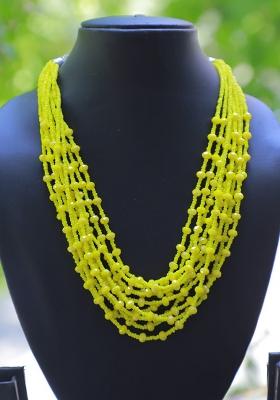 Golden Shimmer Leather Sippy Work Necklace