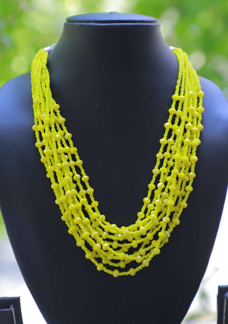 Golden Shimmer Leather Sippy Work Necklace - Indya