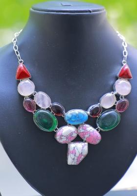 Denim Blue Denim Fabric Solid Necklace