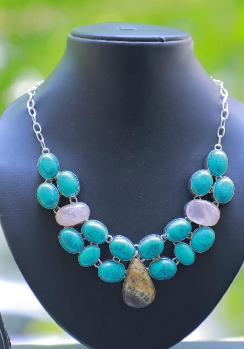 Black Shimmer Embroidered Necklace