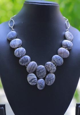 Black And Multi Velvet Embroidered Necklace