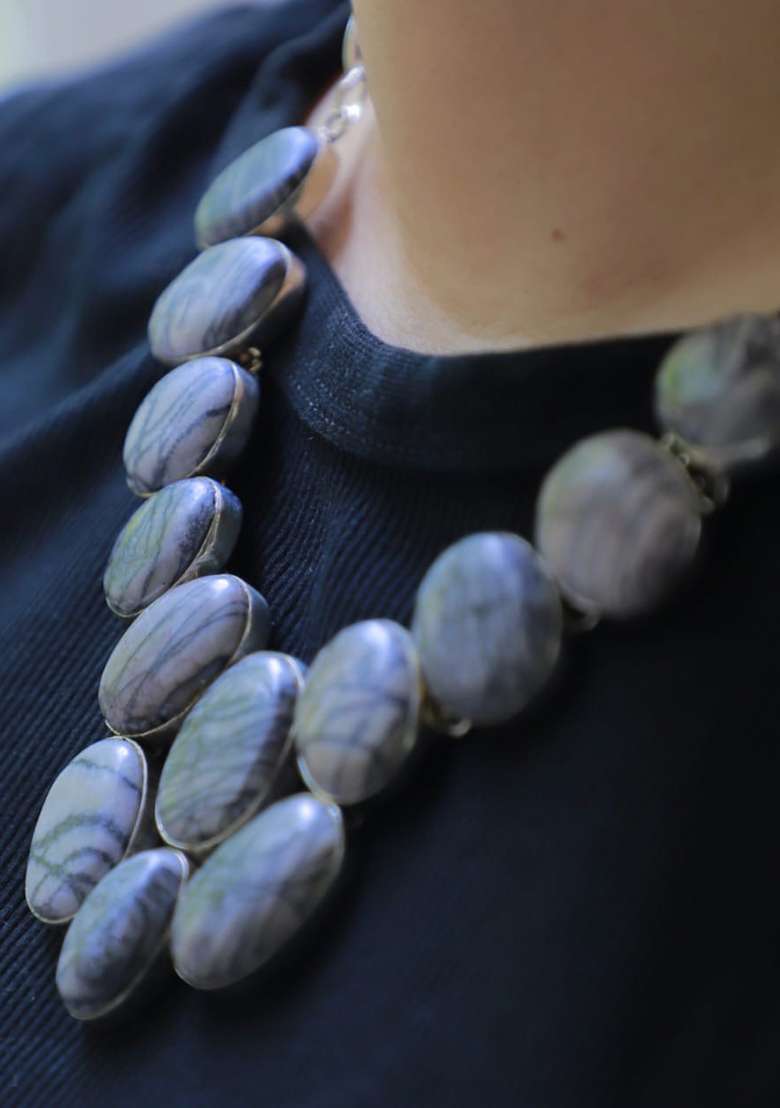 Black And Multi Velvet Embroidered Necklace - Indya