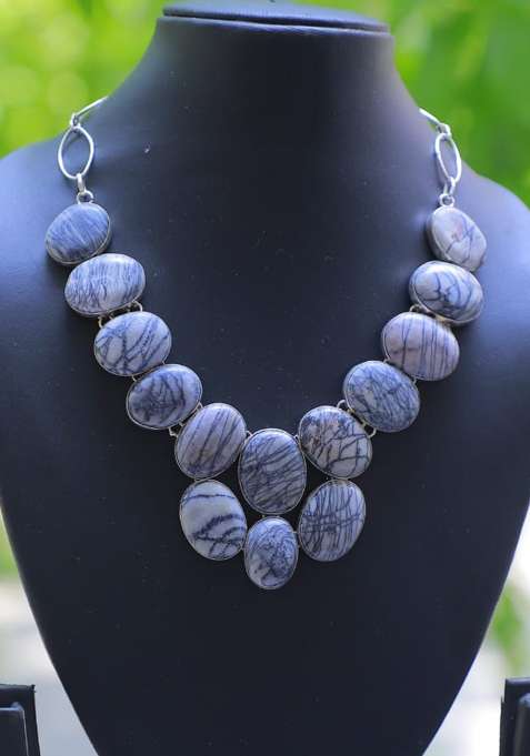 Black And Multi Velvet Embroidered Necklace