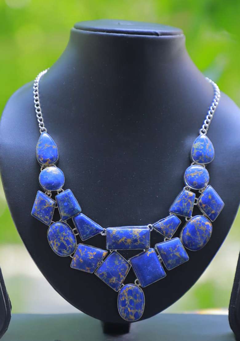 Cream Net Fabric Solid Necklace - Indya