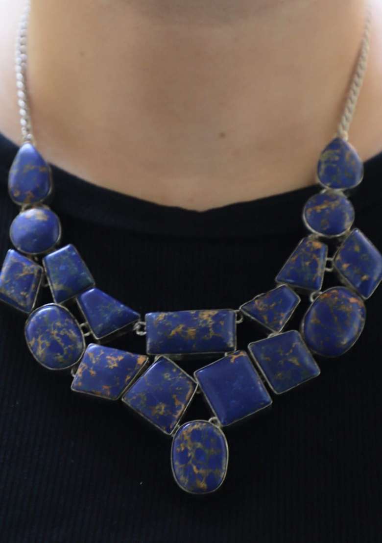 Cream Net Fabric Solid Necklace - Indya