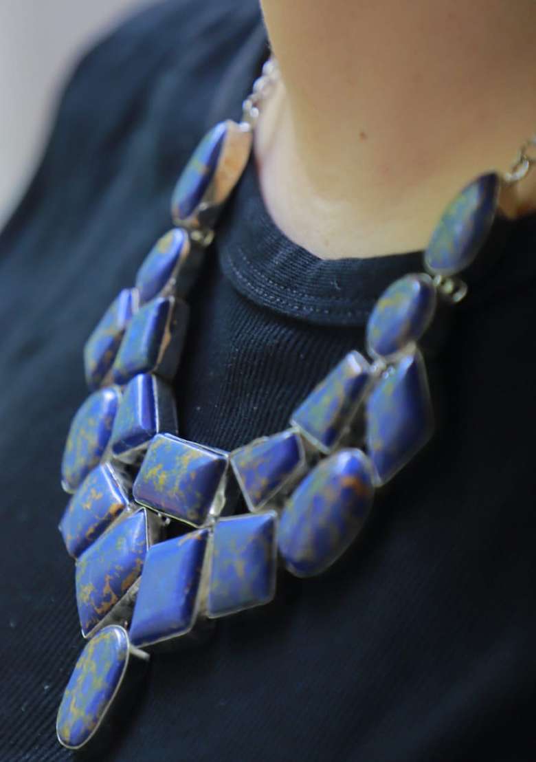 Cream Net Fabric Solid Necklace - Indya