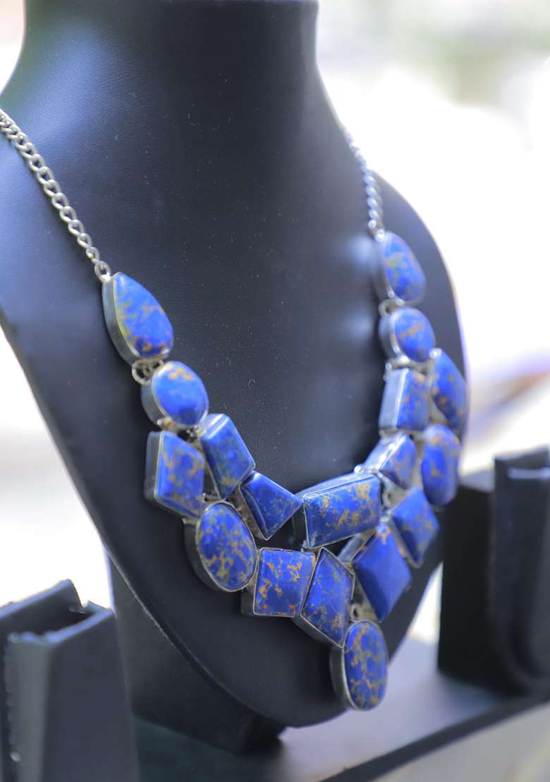 Cream Net Fabric Solid Necklace - Indya