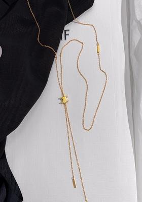 18K Gold Plated Long Tassel Moon Necklace