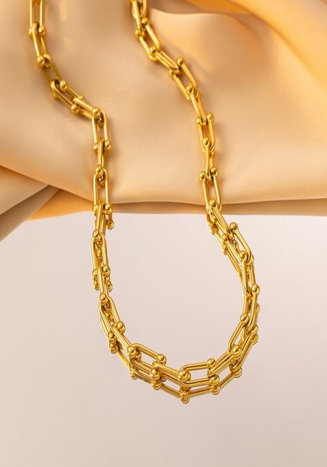 18K Plated U Shaped Chain Link Necklace