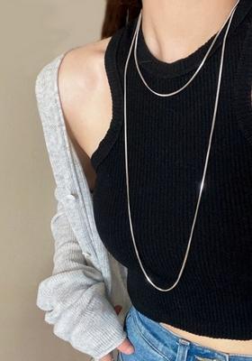 Silver Plated 1.2Mm Long Snake Chain Necklace