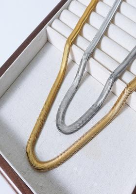 18K Gold Plated Flat Snake Chain Necklace