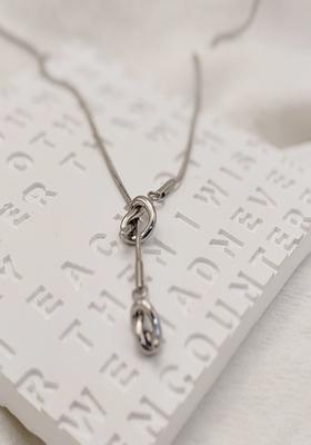 Silver Plated Long Tassel Knot Necklace