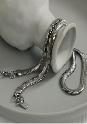 Silver Plated Flat Snake Chain Necklace