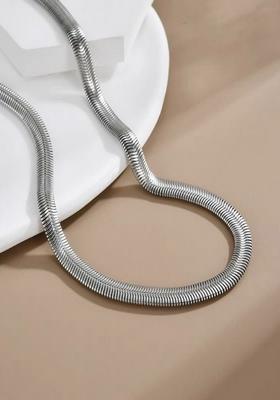 Silver Plated 6Mm Flat Snake Chain Necklace