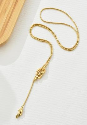 18K Gold Plated Long Tassel Knot Necklace