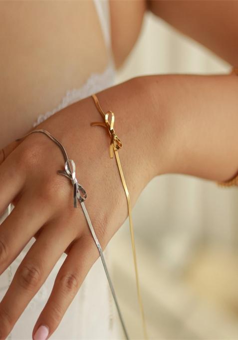 Silver Gold Plated Bow Chain Necklace