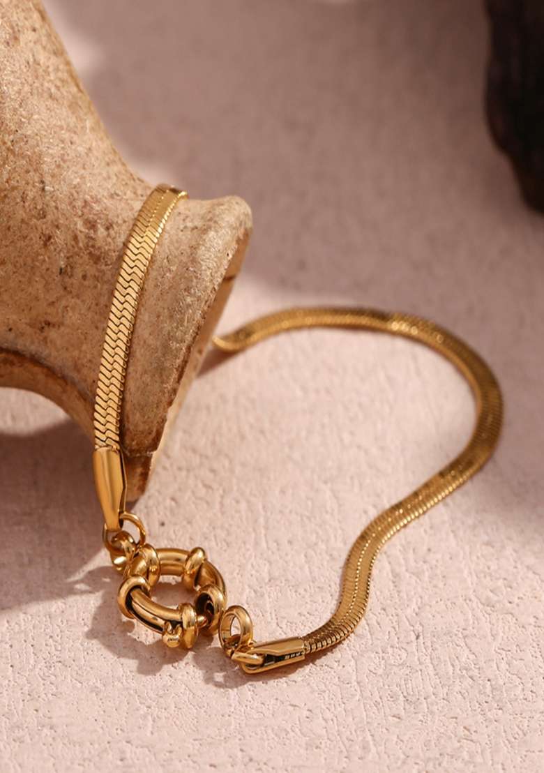 18K Gold Plated Waterproof Antitarnish Chain Link Necklace - Indya