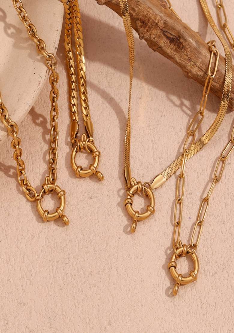 18K Gold Plated Waterproof Antitarnish Chain Link Necklace - Indya