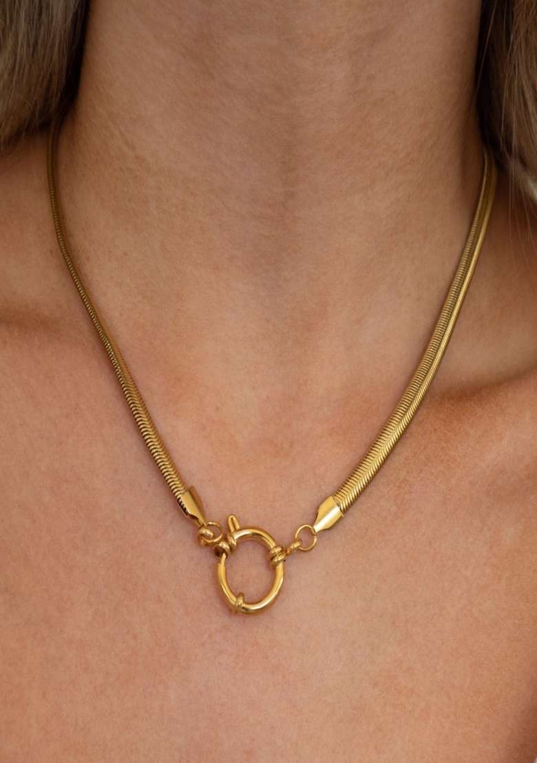 18K Gold Plated Waterproof Antitarnish Chain Link Necklace - Indya