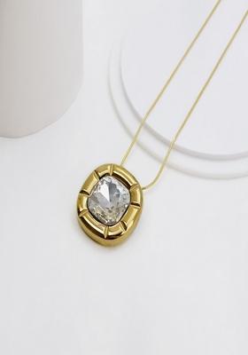 18K Gold Plated Waterproof Antitarnish White Zircon Pendant Necklace