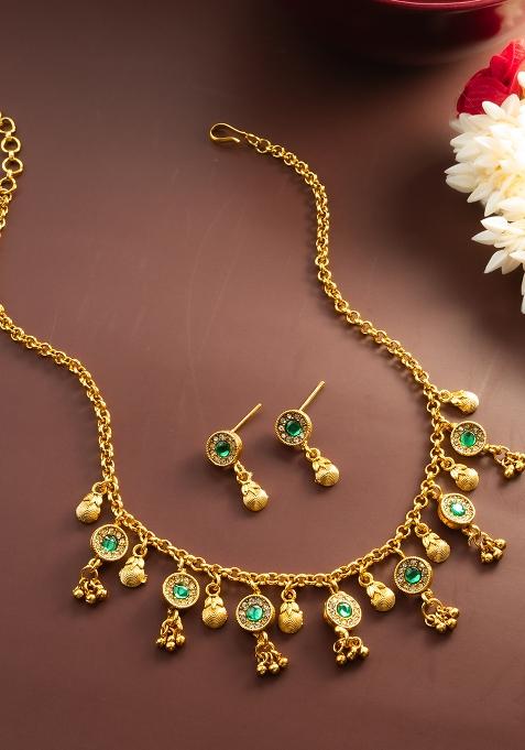 Green Gold Artificial Stone Necklace